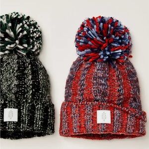 NWT Free People Movement Pow Party Reflective Beanie in Red/Bl Combo & Green/Blk